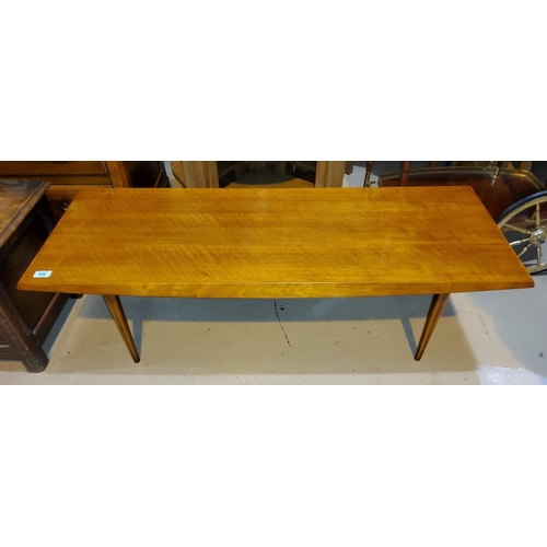 836 - A mid 20th century walnut coffee table by Gordon Russell of slightly swelling rectangular form, leng... 