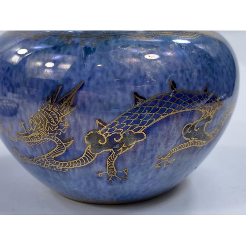 484 - A Wedgwood lustre covered circular pot decorated with dragons against a mottled blue ground, Z4829, ... 