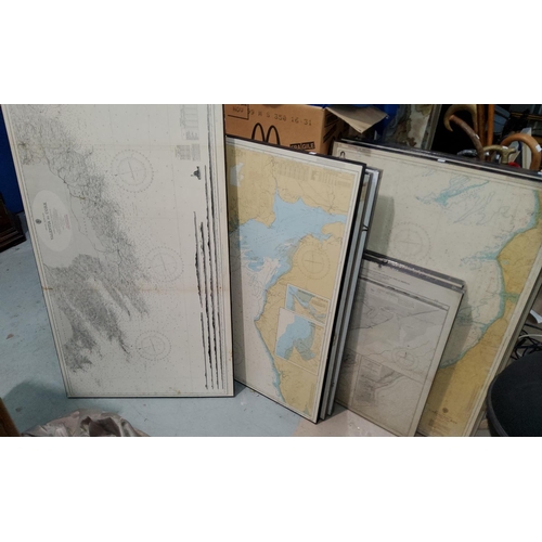 122 - A 1960's mounted marine map of Ireland's South Coast, Valentia to Cork, 70cm x 120cm; 4 West Coast o... 