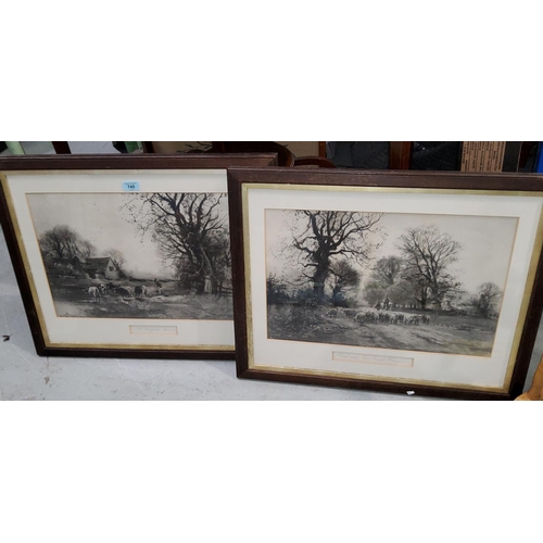 745 - A pair of Edwardian monochrome prints, New Forrest and Uckfield Sussex
