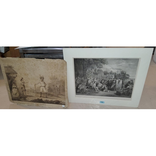 772a - William Penn's Treaty with the Indians, lithograph, 31 x 43cm, an engraving The Deserter and a hand ... 