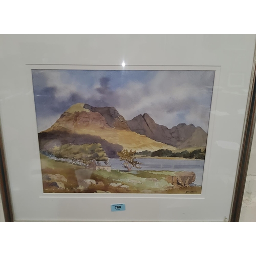 780 - G M Wilson: 'Torridon Hills', Scottish Highlands, water colour, 31 x 41cm, framed and glazed