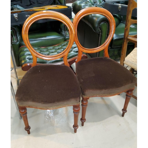 819 - Two Victorian style towel rails; 3 balloon back chairs