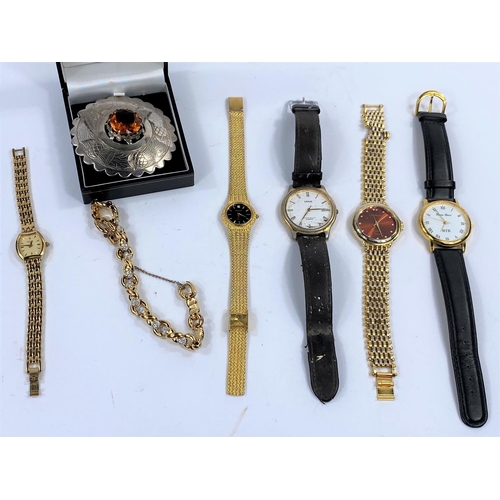 610 - A gents wristwatch by Labarre, Paris, boxed; 4 other watches; a Swarovski gilt metal bracelet; etc.