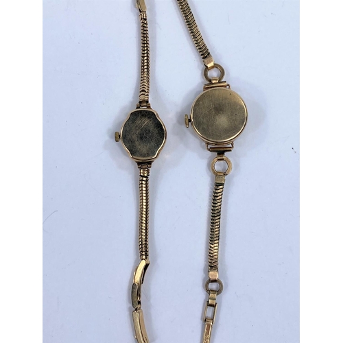 615 - A ladies Hefik wristwatch on 9 carat hallmarked gold bracelet, 14 gm gross; a ladies 9 carat hallmar... 