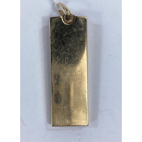 616 - A 9 carat hallmarked gold ingot pendant