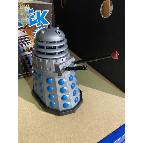213 - A vintage boxed Dalek, a selection of Doctor who and sci-fi toys, World Cup collectors tokens, vinta... 