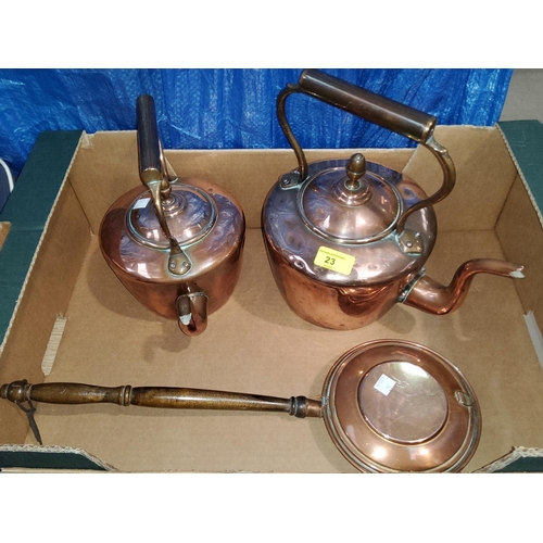 23 - Two 19th century copper kettles