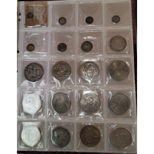 9 - A coin collection in album, around 200 coins and tokens, Roman to QEII, with occasional silver coins... 