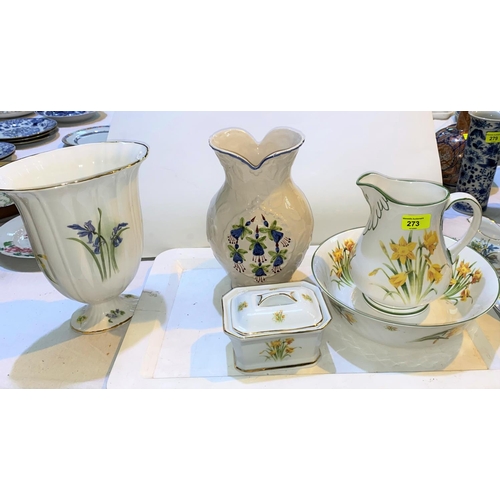 580 - A Glyn-Coch Designs Jean Evans designed jug and bowl, a vase, lidded dish and two sauce dishes all b... 