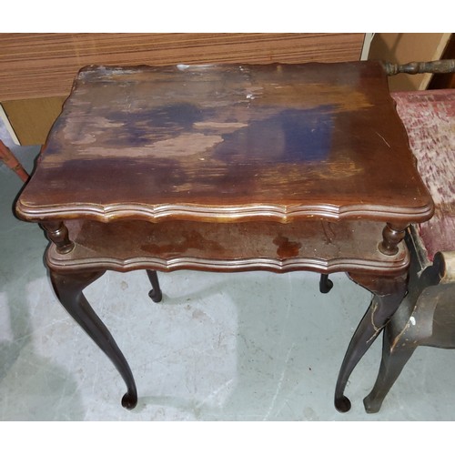 838 - A small mahogany occasional table with single draw and another two tier