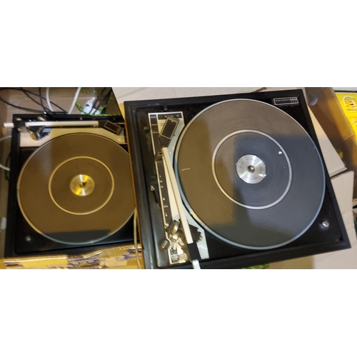 135 - 2 mid- 20th century BSR Mc Donald MP60 record players, no lids, (sold as collectors items only); a m... 