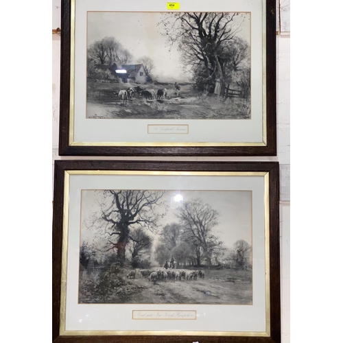 98 - A pair of Edwardian monochrome prints, New Forrest and Uckfield Sussex