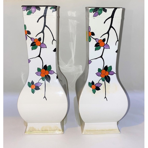 508a - A pair of handpainted squared Shelley vases 8574, height24cm