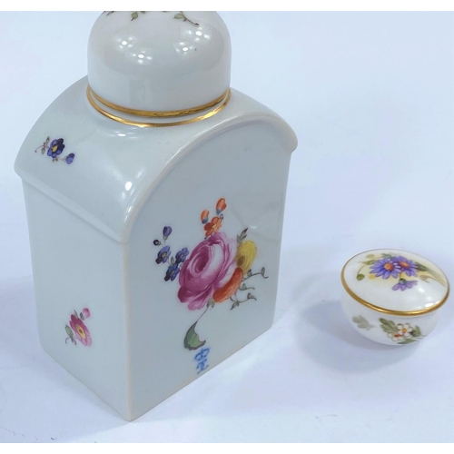 540 - A miniature Royal Worcester lidded pot with floral decoration diameter 3.5cm and a similar ceramic t... 