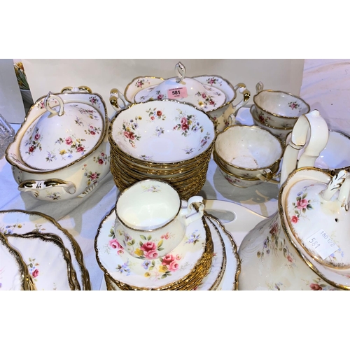 581 - A large selection of Royal Albert Tenderness dinner and teaware including tureens, coffee pot, soup ... 