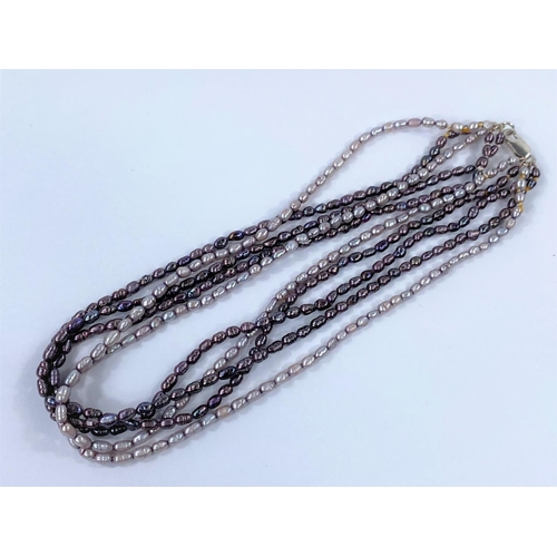 651 - A short 5 strand freshwater pearl necklace in varying shades of grey