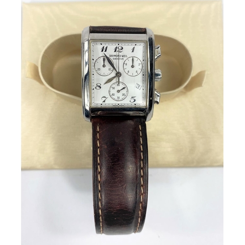 658 - A Raymond Weil Don Giovanni gents Chronograph wristwatch with square case with white dial, with prec... 