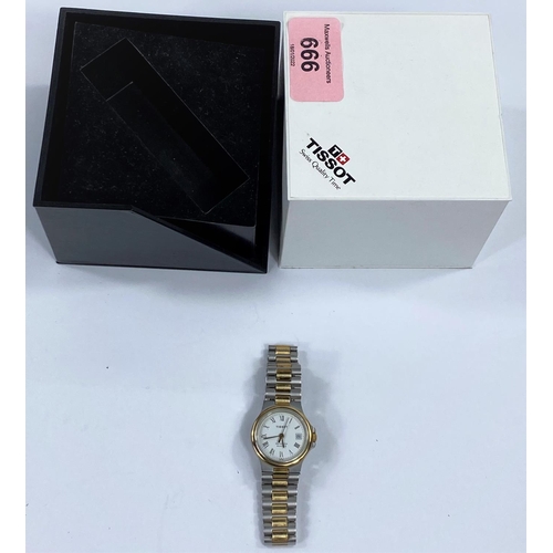 665A - A ladies Tissot digital watch with two-tone case and strap, original box