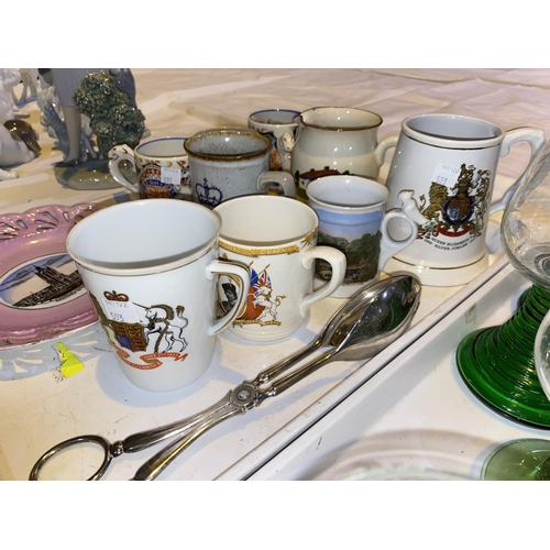 593 - Two 1937 Burleigh ware Laura Knight design commemorative cups, other commemorative cups and a select... 