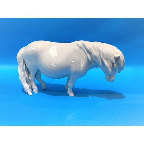 598 - A modern Meissen blanc de chine figure of a pony, length 21.5cm.  Glazed