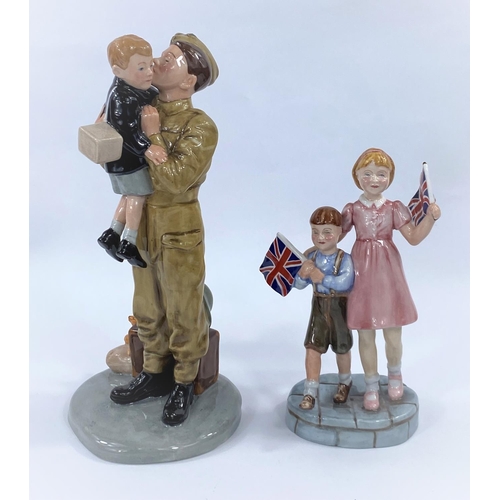 609 - Two Royal Doulton figures: Farewell Daddy HN4363; Welcome Home HN4697, heights 27cm and 20cm