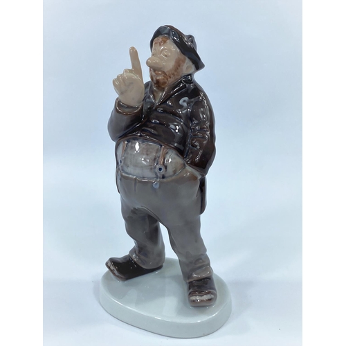 616 - A B & G Copenhagen figure, Fat man pointing a finger, height 23cm