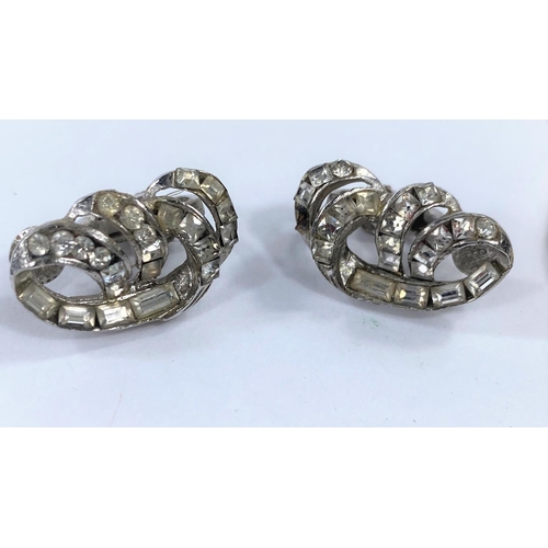 746 - A pair of diamante clip-on earrings designed by Norman Hartnell (1 small stone missing); a Rotary wr... 