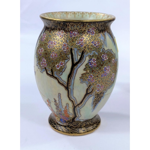 542 - A 1930's Fielding's Crown Devon vase of ovoid form, decorated with trees, spider in a web, etc., hei... 