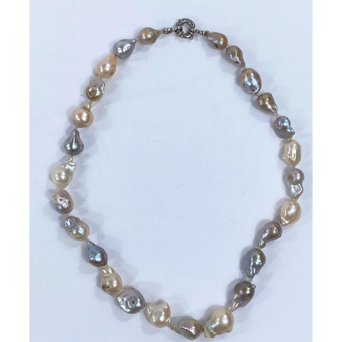 716b - A string of Baroque South Sea pearls with white metal clasp