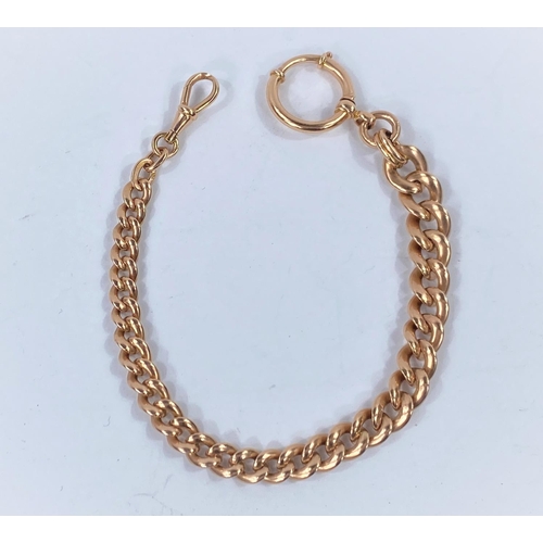 703 - A gent's gold watch chain, continental, marked '585', 51 gm, 28cm max length