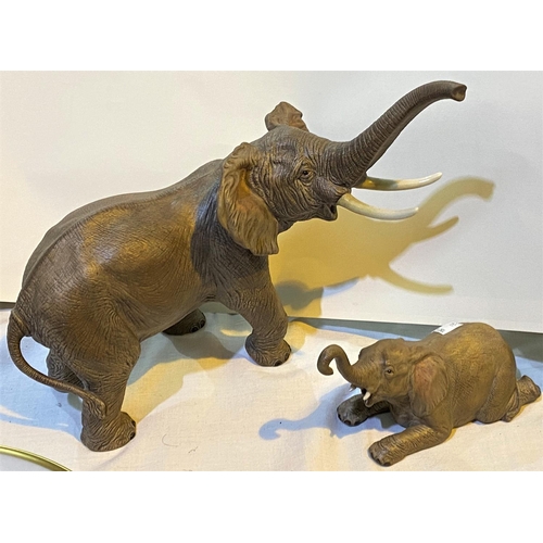 554 - Two Aynsley figures:  Africa Bull Elephant & Baby Elephant