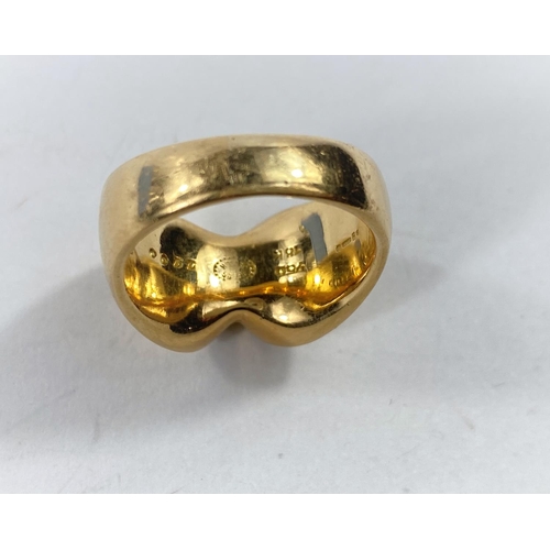 680 - Georg Jensen: an unusual 18 carat gold ring designed by Nanna Ditzel, c 1960, No1100, 17.3 gm, Briti... 