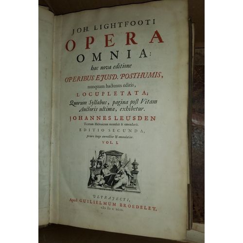 254 - John Lightfoot:  Opera Omnia, Vol I only, engraved title portrait and map, 1618 (a.f.); another book
