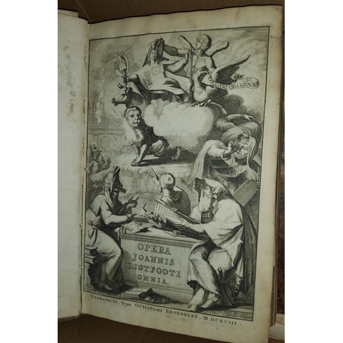 254 - John Lightfoot:  Opera Omnia, Vol I only, engraved title portrait and map, 1618 (a.f.); another book