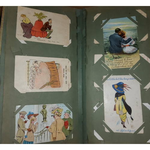 257 - Two albums of vintage postcards; a large collection of loose cards