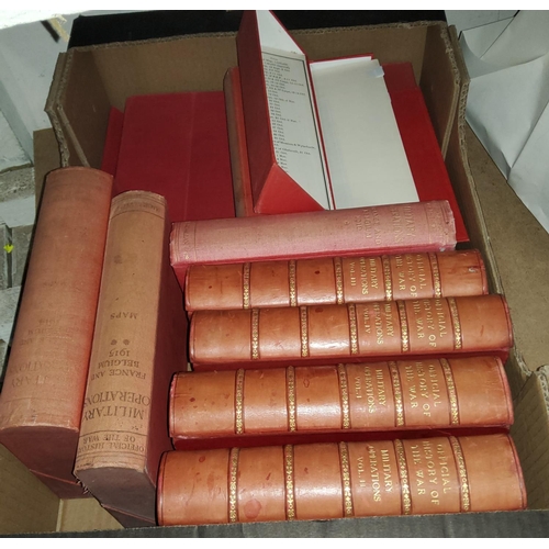 269 - Official History of the War, Vols I-IV, 1914-1915, half red calf, 1927-1933, with 4 cases of maps; 2... 