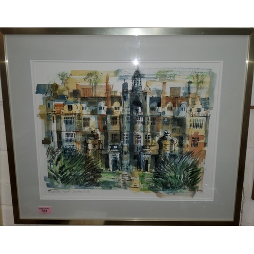 752 - KIT SMITH watercolour, Harlaxton Manor, Lincolnshire signed in pencil, 35 x 45cm, framed