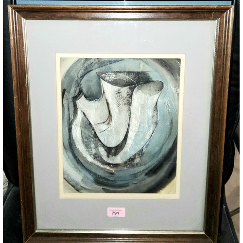 791 - ALSTON EMERY, 20th century British watercolour and bodycolour, abstract still life, signed & fra... 