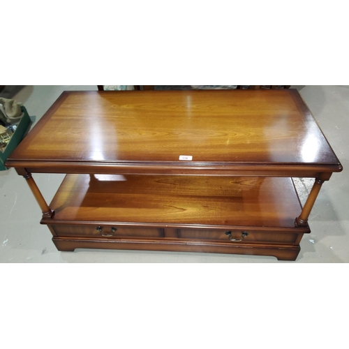 816 - A mahogany period style 2 tier coffee table with rectangular top and 2 drawers to base