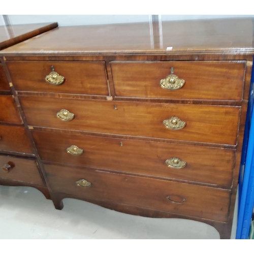 898 - A Victorian mahogany chest of 2 short and 3 long drawers, 107 cm