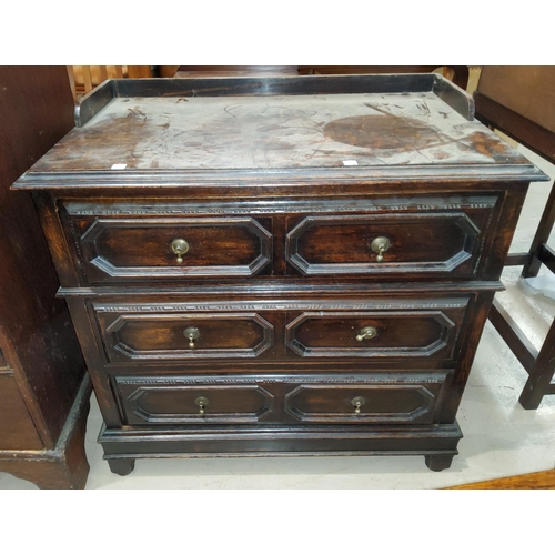 900 - A Jacobean style small chest of 3 drawers, 76 cm