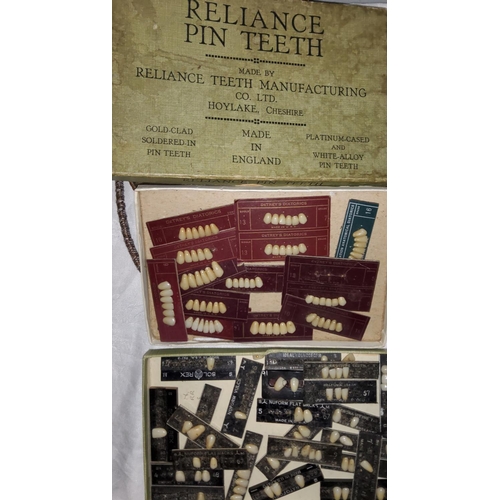 96 - 2 vintage sets of individual teeth in boxes Reliance Pin Teeth and Aurora Vintype teeth