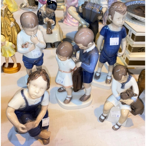 603a - Five B & G Copenhagen figures of children