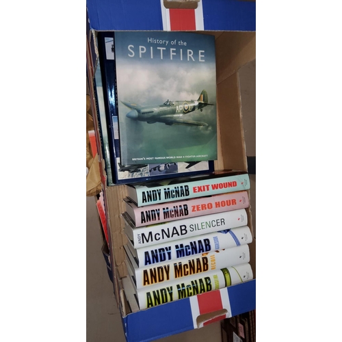 392 - A selection of of military hardbacks, antique book on furnitureand a selection of railway magazines... 