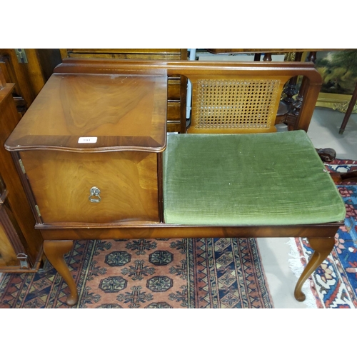 891 - A mahogany reproduction hall/telephone table; a small demi-lune side table; a nest of 2 occasional t... 