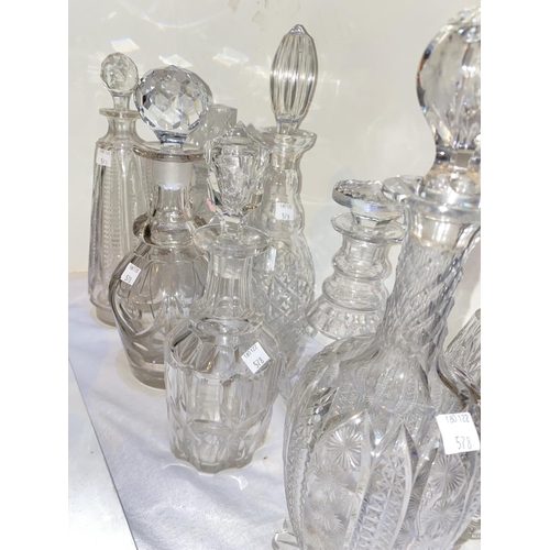 578 - Ten 19th/20th century cut glass decanters