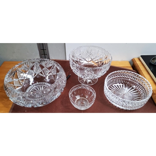 6A - Four good quality cut glass crystal bowls of varying sizes (1 a.f)