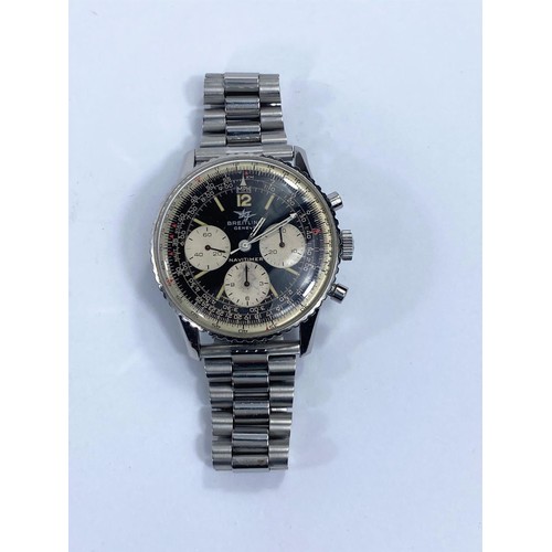 661 - A 1960's stainless steel Breitling Navitimer chronograph wristwatch no. 806, having black dial with ... 