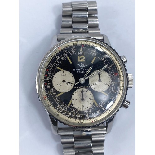 661 - A 1960's stainless steel Breitling Navitimer chronograph wristwatch no. 806, having black dial with ... 